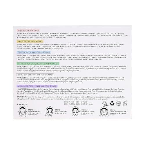 PEAUAMIE Under Eye Patches with Collagen and Hyaluronic Acid Eye Mask for Wrinkle,Dark Circles,Face Mask Skin Care Products 24 Pairs thumbnail 9