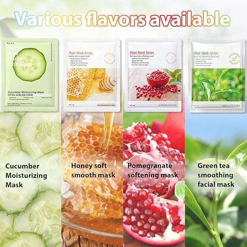 Kaely 10 Pack Variety Sheet Masks, Spa Party Face Masks for Kids Skin Care, Facial Mask Skincare Set Korean, Moisturize Nourish for All Skin Types, Birthday Gifts for Women Men Girls, Set01 - 10 Count (Pack of 1) - 10Pcs-Set01-Variety thumbnail 2