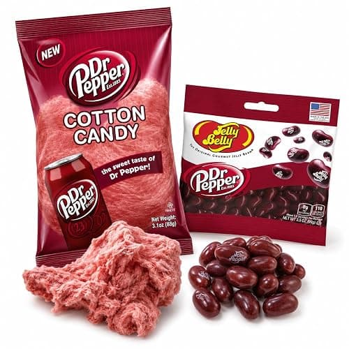 Soda Lover's Multipack - Pack of 2 - Dr. Pepper Cotton Candy (3.1 oz.) Plus Dr. Pepper Jelly Belly Jelly Beans (3.5 oz.) - Image 1