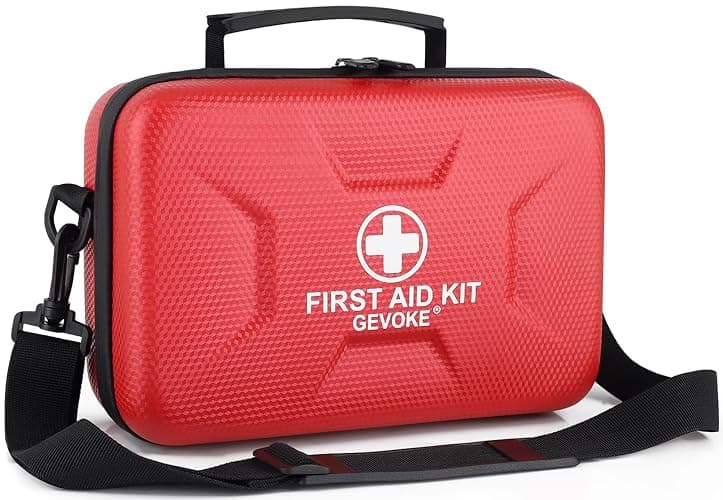 Gevoke 410 Piece Waterproof Hard Shell First Aid Kit for Home, Car, Travel, Camping, Truck, Hiking, Sports, Office, Vehicle & Outdoor Emergencies - Emergency Medical Kits (Red) - Image 1