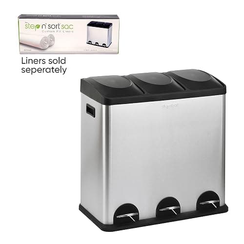 Step N' Sort The 16-Gal. 3-Compartment Stainless Steel Trash and Recycling Bin thumbnail 8