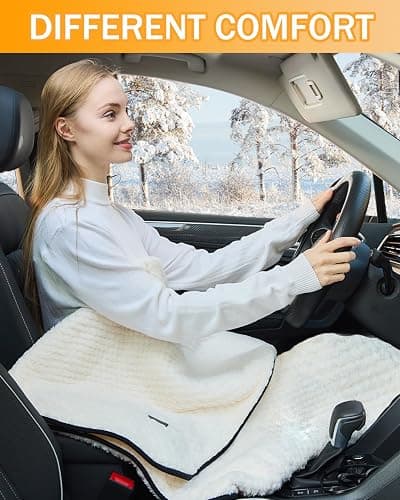 Sino Salected Heated Car Blanket 12/24 Volt Electric Blankets for car, Portable Heated Blanket for Car, Truck, SUV, RV & Camping, Machine Washable, with Temperature Controller, 59" x 43" Ivory White thumbnail 3