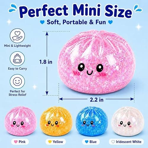 6PCS Squishy Toy Bulk for Adults,Random 6 Colors,Mini (2.2in) Stress Balls for Adults,Squishy Squeeze Relief Balls Bulk Fidget Toys,Christmas Stocking Stuffer Party Favors Gifts,Goodie Bags thumbnail 2