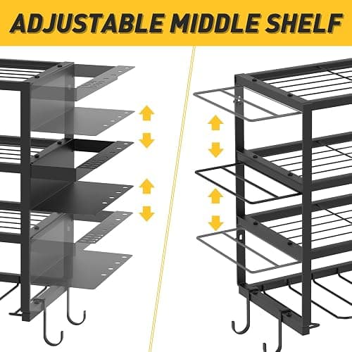 Large Power Tool Organizer Wall Mount for Fathers Dad, 4 Layers Heavy Duty Metal Garage Organization Loads 360lbs with 8 Cordless Drill Holder,Power Tool Shelf for Garage Workshop, UtilityRacks thumbnail 9