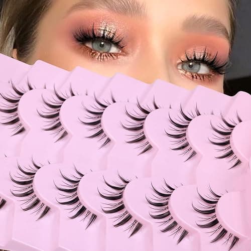 False Eyelashes Wispy Manga Lashes Natural Look Japanese Anime Lashes Manhua Effect Look Like Individual Clusters Spiky Cosplay Eyelashes with Clear Band 7 Pairs Pack by EYDEVRO thumbnail 5