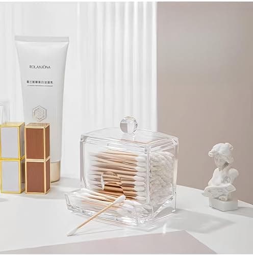 MIEGUIWOR 3 Wattestäbchen Behälter und Wattepadspender aus Hochwertigem PET – Klar, Staubdicht und Langlebig – Ideal für Kosmetik, Q-Tips und Make-up – für Bad, Schminktisch und Büro (transparent,D) thumbnail 5