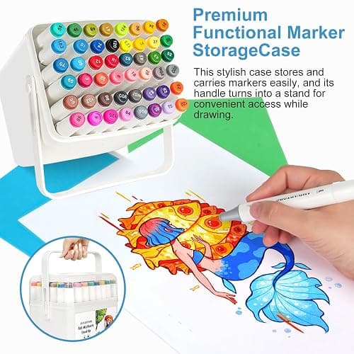 AMIVARTORS Alcohol Markers Brush Tip, 48 Colors Dual-Tip Artist Markers, Brush & Chisel, 3.5g Large-Capacity Ink, with Kickstand Case, For Adult Coloring, Sketching, Design, Comics and Gifts thumbnail 5