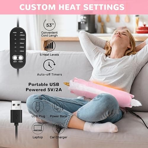 Unicorn Heating Pad for Period Cramps Menstrual Pain Relief, Portable Electric Heat Pads USB Powered, Cute Unicorn Toys Stuffed Animals Gifts, Funny Gift for Women Teen Girls Birthday Christmas thumbnail 5