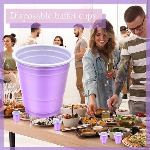 Yaure Joy 30 Pcs Disposable 2oz Shot Glasses Plastic Cups for Wedding, Graduation Party, Beer Sample Taste Serving, Birthday (Light Purple) thumbnail 6