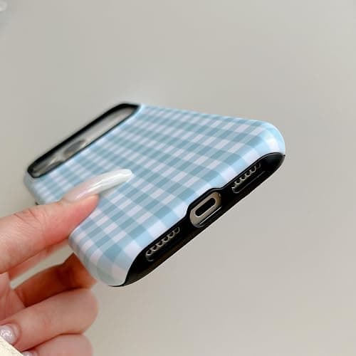 ZUDIISO Gingham Case for iPhone 17 Pro Max, Cute Checkered Aesthetic Pattern, Slim Protective Soft TPU Shockproof Bumper Cover for Women Girls - Blue Classic Retro Plaid (Blue, for iPhone 17 Pro Max) thumbnail 6