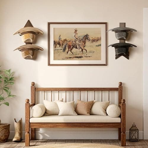 HYDERMUS Cowboy Hat Holder Rustic Wood Arrow Design Hat Organizer 4 Pieces Cowboy Hat Rack Western Decor Hat Storage Hanger for Display and Organization Walnut thumbnail 7