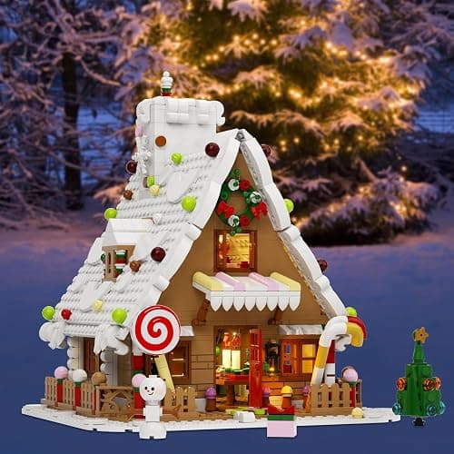 Christmas Gingerbread House Big Building Kit 1111 Pieces Compatible with Lego, Christmas Village House Building Blocks Toy Set Compatible with Lego, Stable Lovely Toy for Families Friends thumbnail 2