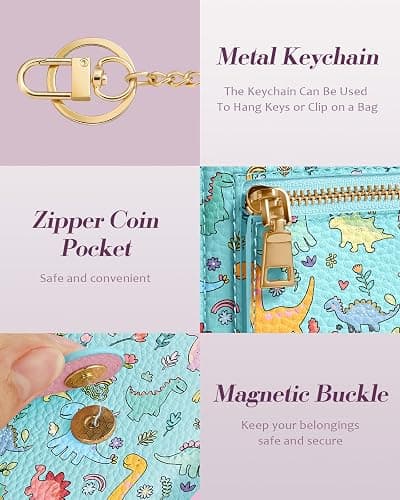 Bistup Wallet for Women Cute Small Card Wallet Genuine Leather Rfid with Keychain for Ladies Teen Girls Female Girly Aesthetic Little Animal Unique Kawaii Pretty Modern Bifold Credit Card Holder thumbnail 5
