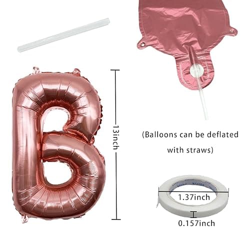 Rose Gold Happy Birthday Balloon Banner Foil Balloons - 16 Inch Mylar Letters Balloons, Reusable Birthday Decorations for Men, Women Party Supplies thumbnail 3