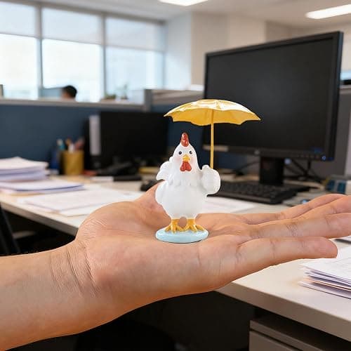 CYjorkbgg Funny Chicken Resin Statue - Cute Baby Chicken with Yellow Umbrella Statue for Fairy Garden Decor Spring Chick Figurine for Outdoor Planter Yard Patio Lawn Indoor Table Decor for Home Gifts thumbnail 5