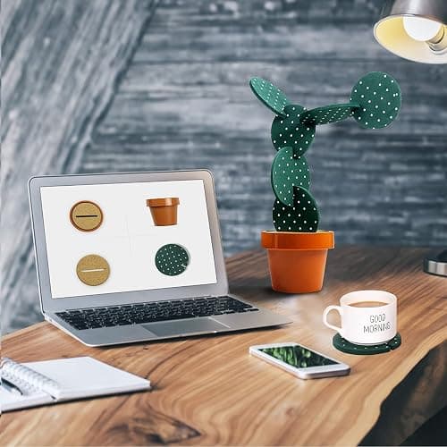 Cactus Coasters Set for Drinks of 6 Pieces,Funny Coasters Cactus Gift with Flowerpot Holder for Home Office Bar Decor thumbnail 2