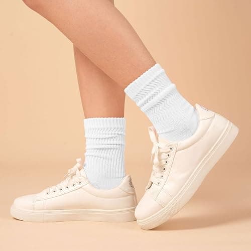 Pilates Slouch Crew Socks for Women, Grip Yoga Socks with Non Slip Grippers for Barre Ballet Dance Hospital Workout thumbnail 2