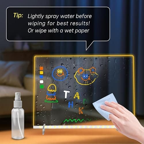 LED Note Board with 7 Colors, Includes Adapter, 13"x10" Led Drawing Board for Kids, Light Up Dry Erase Boards with 7 Markers, Soft Cloth, Hanging Chain, Holiday Trend Gift thumbnail 4