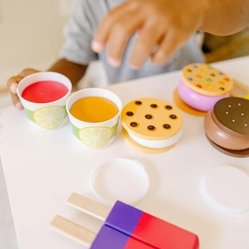 Melissa & Doug Wooden Frozen Treats Ice Cream Play Set (24 pcs) - Play Food and Accessories Food Toys for Toddlers and Kids 3+ thumbnail 7