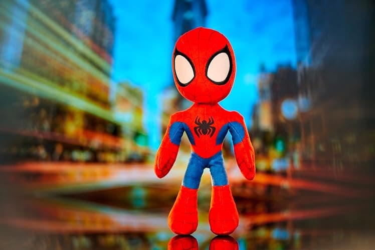Simba 6315875810X06-Disney Marvel Spidey, 25cm Plüschfigur mit Glow in the Dark Augen, Spiderman Filmfigur, Plüschspielzeug, Spinne, Comic Figur, Superheld, ab den ersten Lebensmonaten geeignet thumbnail 6