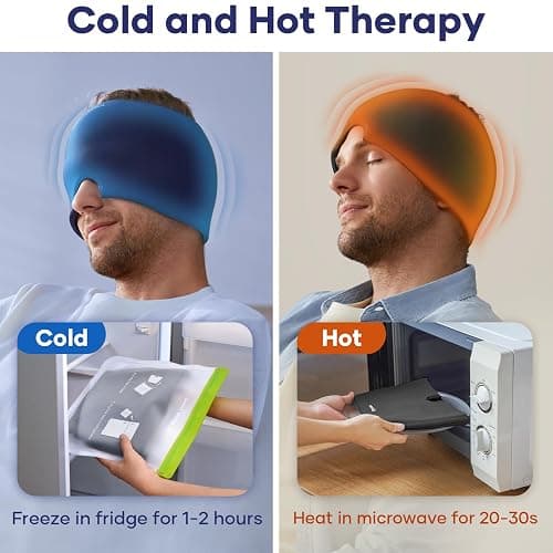 Migraine Relief Cap, Headache Relief Cap Mask Products, Cooling Odorless Gel Ice Head Wrap for Tension, Stress,Hangover & Puffy Eyes thumbnail 6
