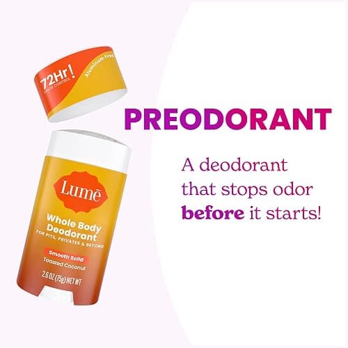 Lume Whole Body Deodorant - Smooth Solid Stick - 72 Hour Odor Control - Aluminum Free, Baking Soda Free and Skin Safe - 2.6 Ounce (Pack of 2) (Toasted Coconut) thumbnail 6