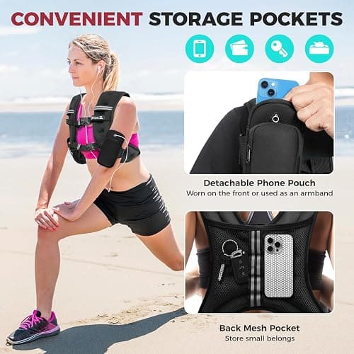 BAGAIL Weighted Vest, 5lb/8lb/10lb/12lb/15lb/20lb/25lb/30lb Weight Vest for Walking & Weight Loss, Reflective Rucking Vest with Phone Pouch for Women & Men, Home Gym & Outdoor Training thumbnail 5