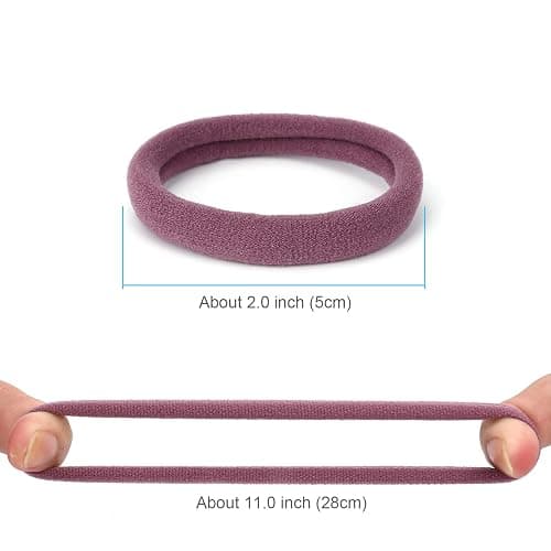 Qarwayoc 50PCS Large Hair Ties, Thick Cotton Seamless Hair Ties, Hair Elastic Ponytail Holders, No Damage for Thick Heavy Hair, 2 Inch in Diameter, 5 Colors thumbnail 2