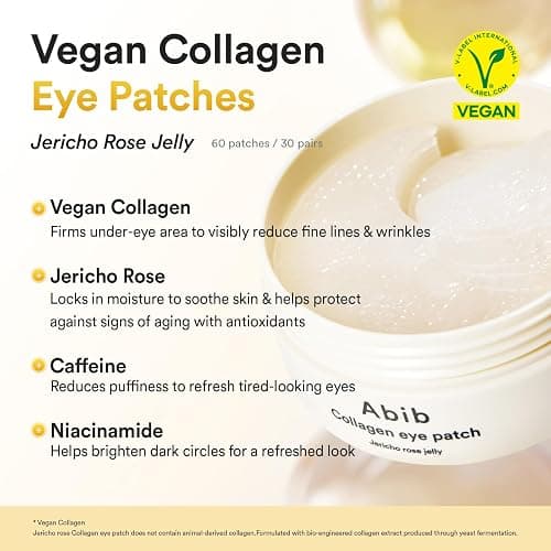 Abib Vegan Collagen Eye Patches for Wrinkles & Fine Line with Jericho Rose Jelly & Peptides, 60 Count, Korean Skin Care thumbnail 5