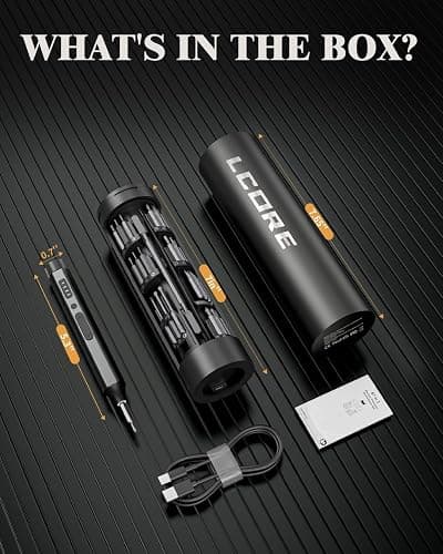 LCORE 67 in 1 Cordless Electric Precision Screwdriver Set, 62 Industrial S2 Steel Bits, 4 Adjustable Torque (0.05-0.35 NM), Magnetic Case, LED Lights for Electronics Phone Laptop Camera thumbnail 9