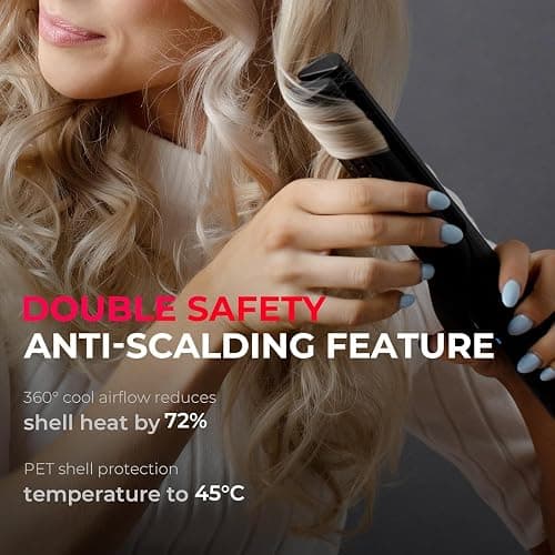 TYMO Airflow 2.0 Curling Iron Flat Iron - Hair Straightener and Curler 2 in 1, 1.25 Inch Curling Wand for Long Short Hair, Dual Voltage for Travel, 54 Million Ionic, Anti-Tangle, 5 Temps, Black thumbnail 4