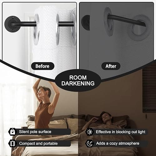 Curtain Rods for Windows 28 to 48 inch, 5/8 Inch Black Curtain Rod, Adjustable Wrap Around Curtains Rod, Blackout Curtains Rods, Metal Room Darkening Curved Cafe Small Drapery Pole, Matte Black thumbnail 4