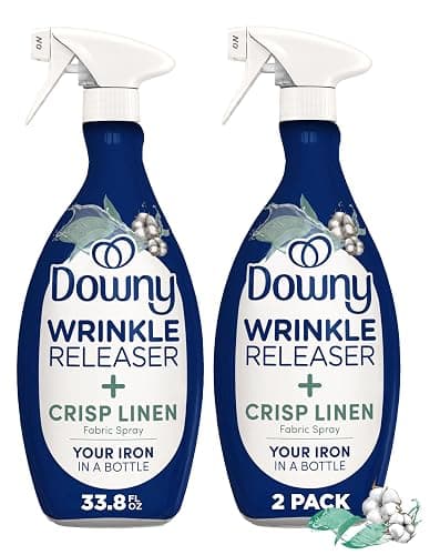 Downy Wrinkle Releaser Spray, All In One Formula, Removes Wrinkles, Static and Odor Eliminator, Crisp Linen Scent, 33.8 Fl Oz, Pack of 2 (Packaging May Vary) - Image 1