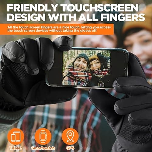 rivmount Winter Waterproof Ski Snow Warm Gloves Women Men, Cold Weather Thermal with Touchscreen Fingers, for Running Driving Cycling Hiking Biking - Black - Medium thumbnail 4