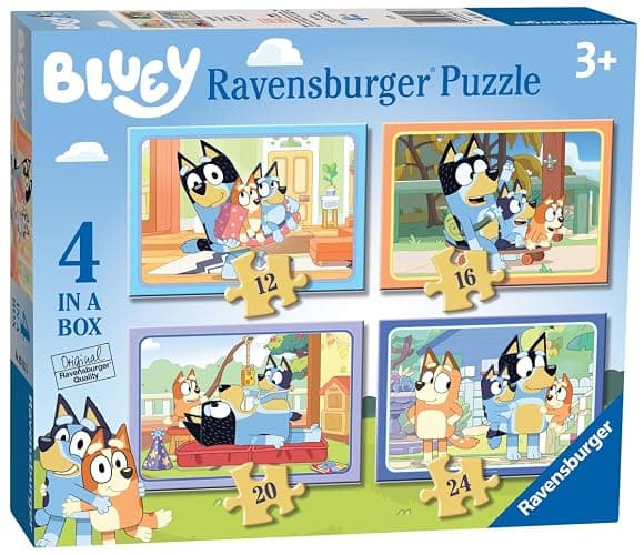 Ravensburger Bluey 4 in Box Jigsaw Puzzles for Kids Age 3 Years Up - 12, 16, 20 & 24 Pieces - Image 1