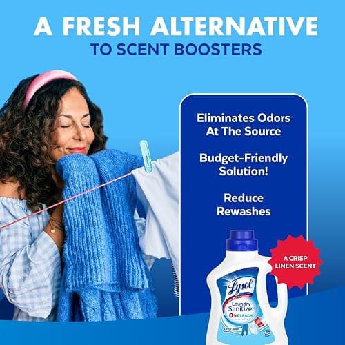 Lysol Laundry Sanitizer Additive, Bacteria-Causing Laundry Odor Eliminator, Detergent Additive, Crisp Linen, 90oz thumbnail 8