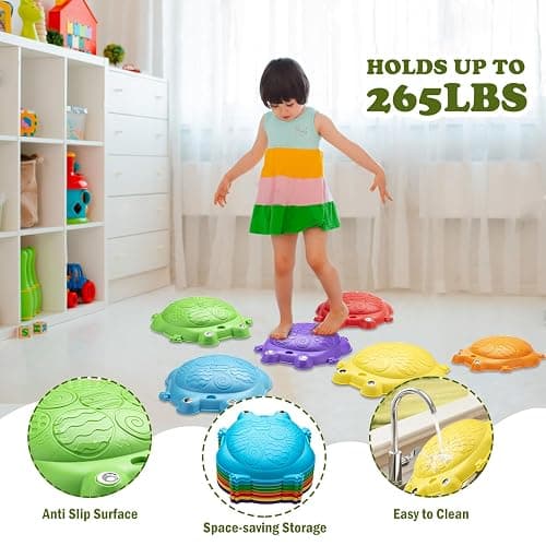 Stepping Stones for Kids Outdoor Toys for Toddlers 3-5 12 Pcs Frog Balance Step Stone Up to 265lbs Indoor Outdoor Toy for Kids Obstacle Course Sensory Toys for Toddler Ages 3-8 Gift for Boys Girls thumbnail 4