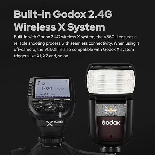 Godox V860III-C Camera Flash for Canon Camera Flash Speedlite Speedlight Light,2.4G HSS 1/8000s,480 Full-Power Flashes,7.2V/2600mAh Li-ion Battery,0.01-1.5s Recycle Time,10 Levels LED Modeling Lamp - Godox V860III-C Flash for Canon Cameras thumbnail 9