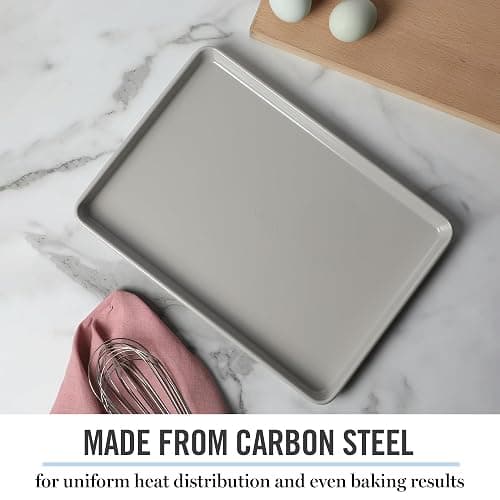 Martha Stewart Gallen 13 x 9 Inch Nonstick Carbon Steel Cookie Sheet – Cool Grey, Durable Bakeware for Even Baking and Easy Cleanup thumbnail 5