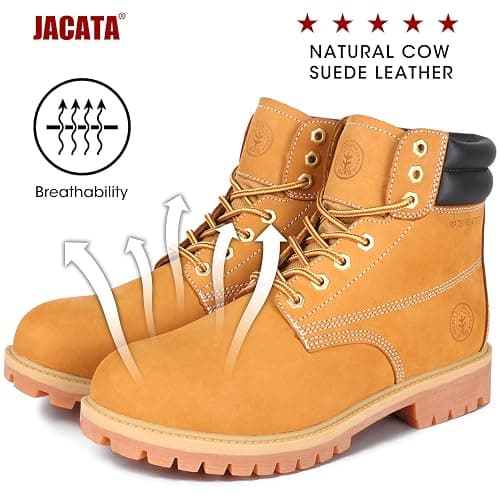 Jacata Men's Water Resistant Work Boots Construction Industrial Boots | Genuine Leather Soft Toe Oil Resistant Comfortable Utility Rubber Sole Nonslip Work Boots For Men thumbnail 4
