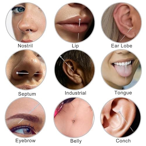 VOJO Piercing Ball Grabber Tool Kit 16G,18G Stainless Steel Flat Back Earrings Applicator with Threaded & Threadless Insertion Pins for Ear Nose Lip Body Jewelry Changes thumbnail 5
