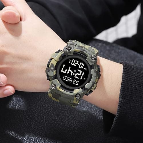 Gosasa Men Sport Watch Countdown Stopwatch Watch Mens Wrist Watch Waterproof LED Electronic Digital Male Watch 12/24 Hour Multifunctional Watch thumbnail 7