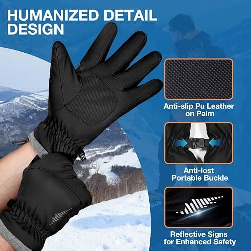 SIMARI Winter Gloves for Men Women, Warm Waterproof Gloves with Touchscreen Fingers, Ski Snow Windproof for Cold Weather Thermal, for Running Hiking Driving Cycling Outdoor Sports Daily Work thumbnail 5
