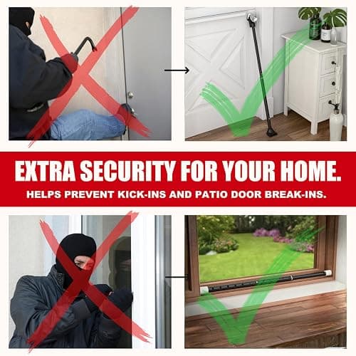 SecurityMan 2-in-1 Door Security Bar & Sliding Patio Door Security Bar (2 Pack) via Interchangeable Caps - Constructed of High Grade Iron - Black thumbnail 8