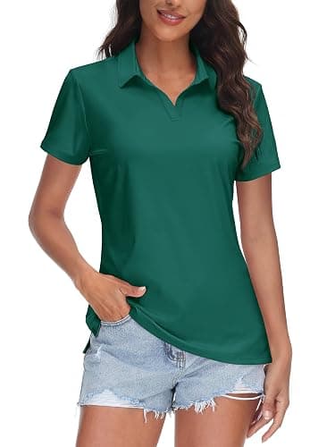 TACVASEN Women's V-Neck Polo Shirts UPF 50+ Short Sleeve Sun Protection Quick Dry Golf Polos Collared Shirt - Image 1