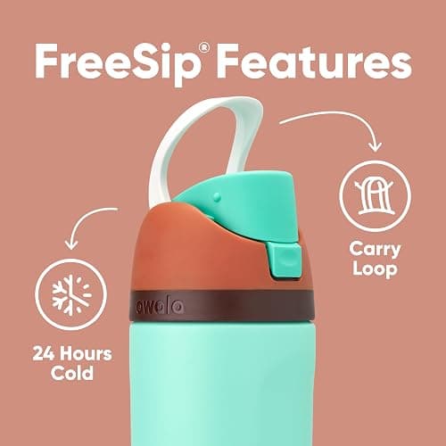 Owala Kids FreeSip Insulated Stainless Steel Water Bottle with Straw for Sports, Travel, and School BPA-Free Sports Water Bottle, 16 oz, Mint Chocolate thumbnail 4