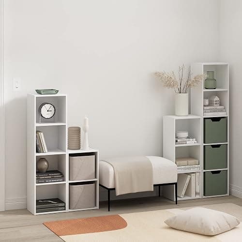 Furinno PASIR Book Shelf, 5-Tier Modern Bookshelf, Open Shelves Bookcase 9 x 12 x 52, Easy Assembly, for Living Room, Bedroom, Home Office, White thumbnail 2