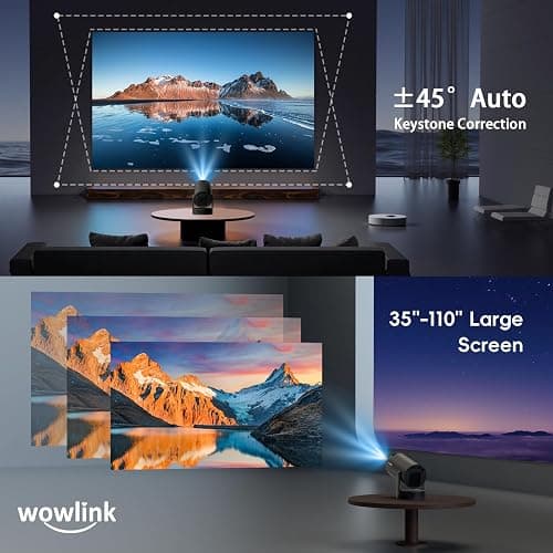 [Apps intégrées & 2026 Upgraded] Vidéoprojecteur avec WiFi 6 et Bluetooth 5.4 Mini Projecteur Supporte 4K 1080P Auto Keystone Rotation 180° Compatibile avec HDMI/TV Stick/Memory Stick/Laptop, Noir thumbnail 6