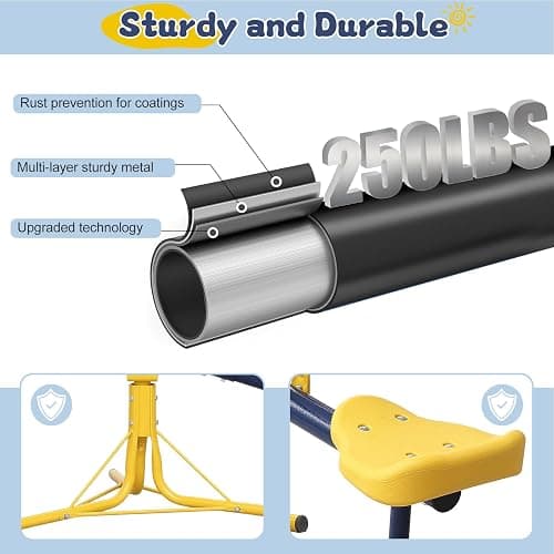 TAILERNRUYE Seesaw for Kids Outdoor for Ages 2-10,68.5 inch Teeter Totter Sit and Spin Outdoor Toys Swiveling 360 Degrees Rotating for Children Age 2 3 4 5 6 7 8 9 10 Courtyard Park Playground Balcony thumbnail 3