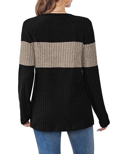 WIHOLL Womens Sweaters Trendy Color Block Tops Long Sleeve Shirts Fall Outfits Early Fall Fashion 2025 Winter Clothing thumbnail 4
